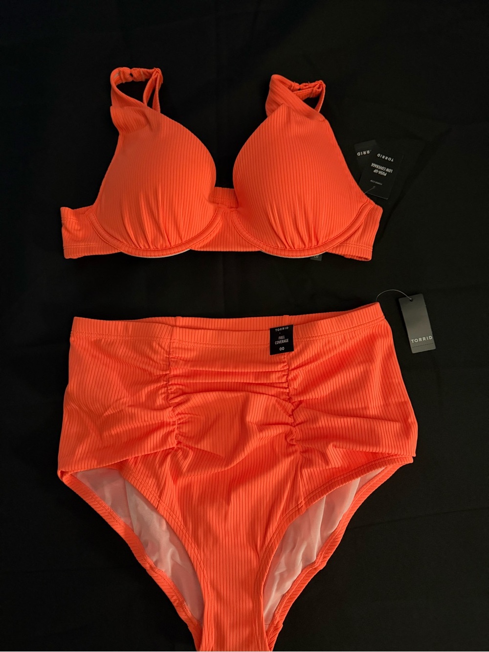NWT Torrid Orange Ribbed Underwire Top & High-Waist Ruched Bikini
